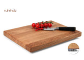 Schneidebrett aus Eiche in der Größe 40 x 30 x 3 cm - rutschfeste Edelstahlfüße - ruhrholz