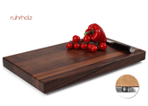 Schneidebrett aus Nussbaum - Größe 50 x 30 x 4 cm - rutschfeste Edelstahlfüße - ruhrholz