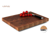 Schneidebrett - französischer Nussbaum - Stirnholz - Größe 40 x 30 x 3 cm - rutschfeste Edelstahlfüße - ruhrholz