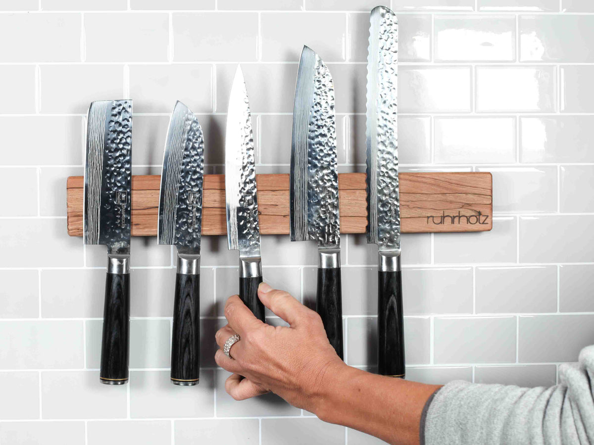 Messer Magnetleiste aus Birnbaum für 6 Messer