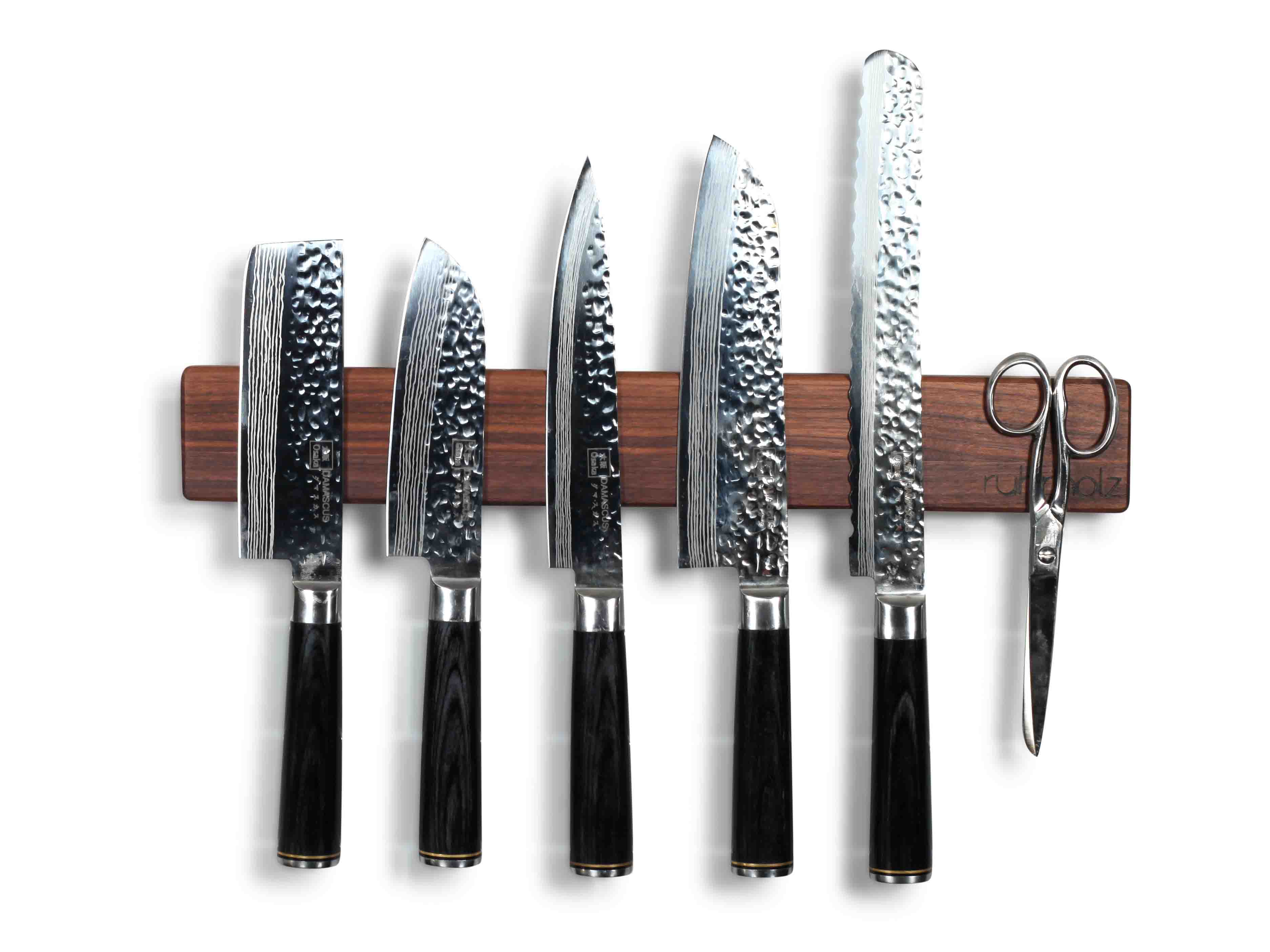 Messer Magnetleiste aus Nussbaum für 6 Messer