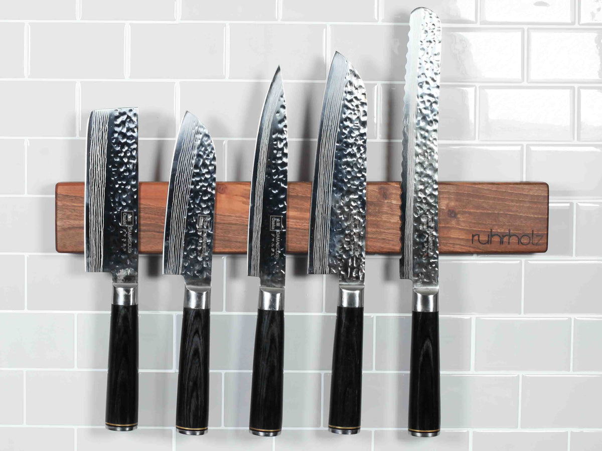 Messer Magnetleiste aus französischem Nussbaum für 6 Messer