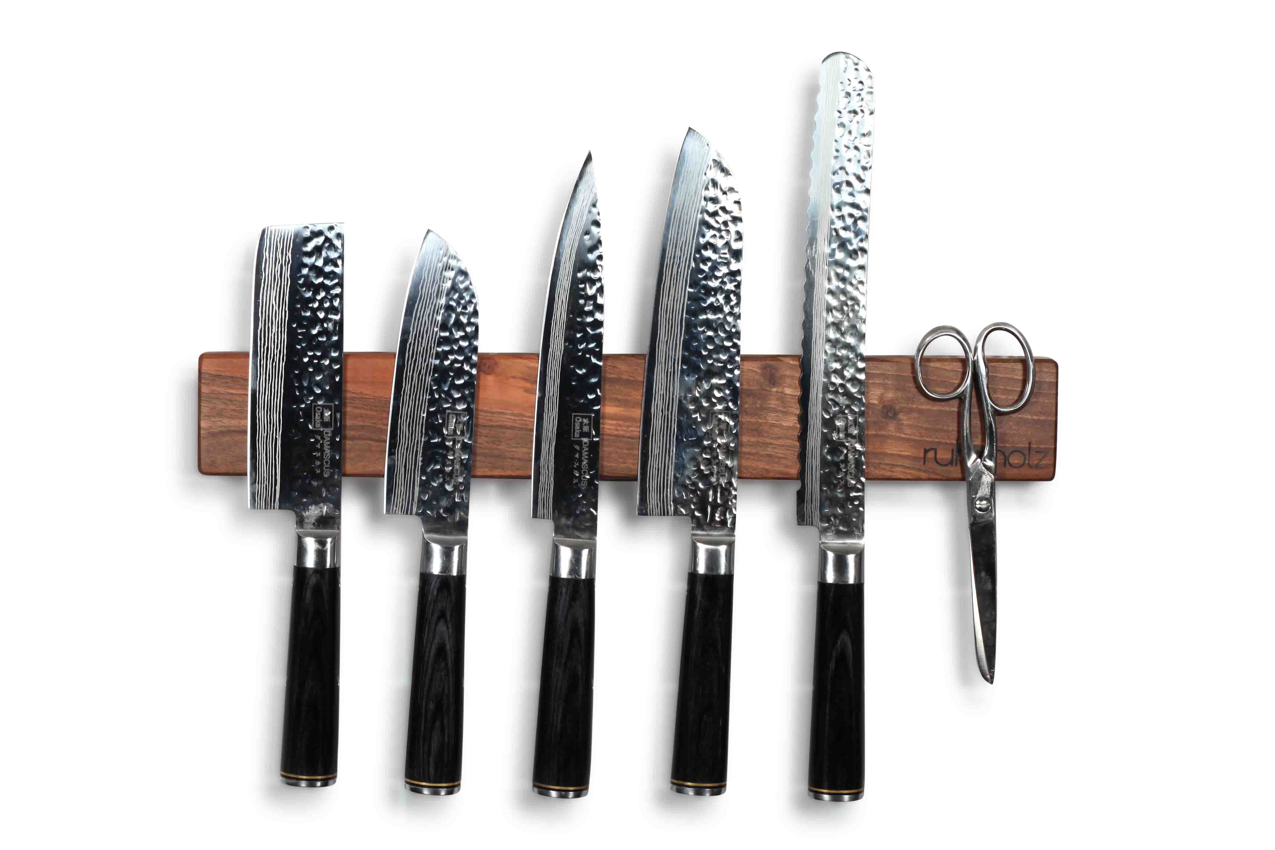 Messerleiste magnetisch aus Holz - französischer Nussbaum für 6 Messer